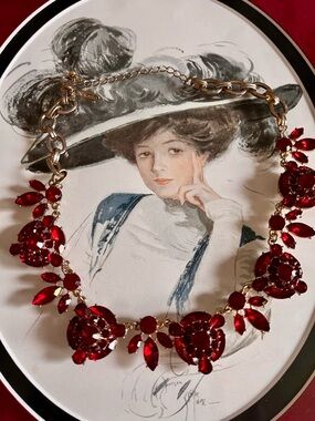 Natasha Statement Ruby Red Rhinestone Necklace